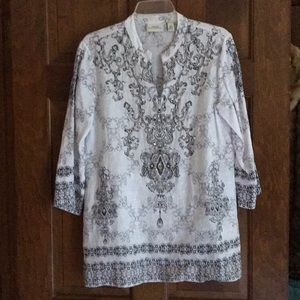 New Chico’s Linen Embelished Tunic Top 10/12